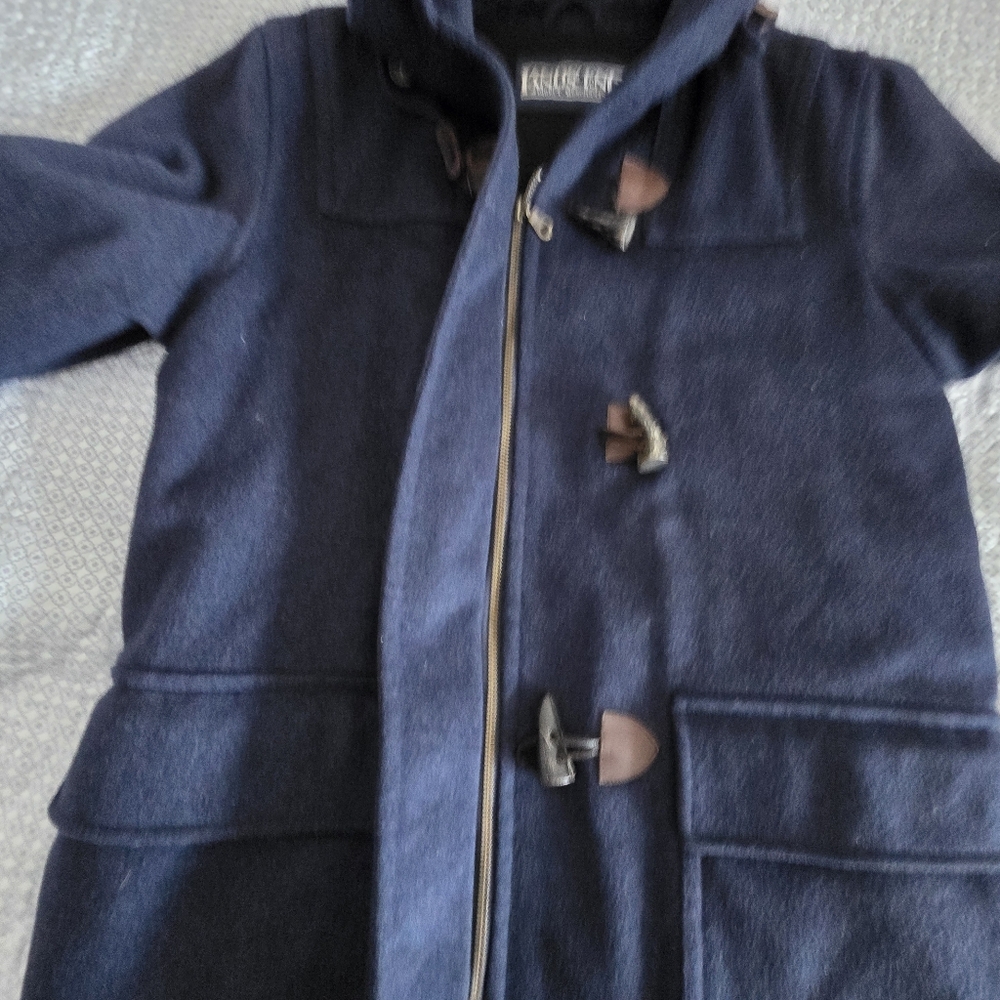 Vintage Lands End Navy Original Tiroler Loden Toggle Coat w/Hood Size M - Picture 15 of 16
